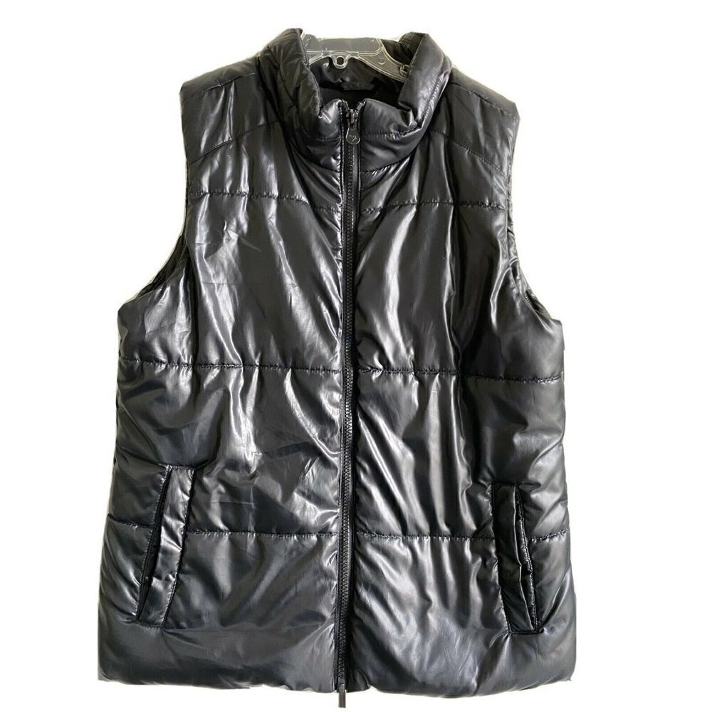 Justice Girl’s 16/18 Black Shiny Puffer Zip Vest‎